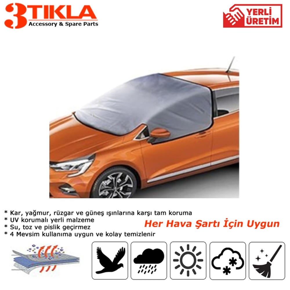 Pratik Çeyrek Branda 4 Mevsim Kullanımlı, Su, Kar, Çamur, Buz ve Toz dan Koruyan Miflonlu Koruyucu araç Örtüsü