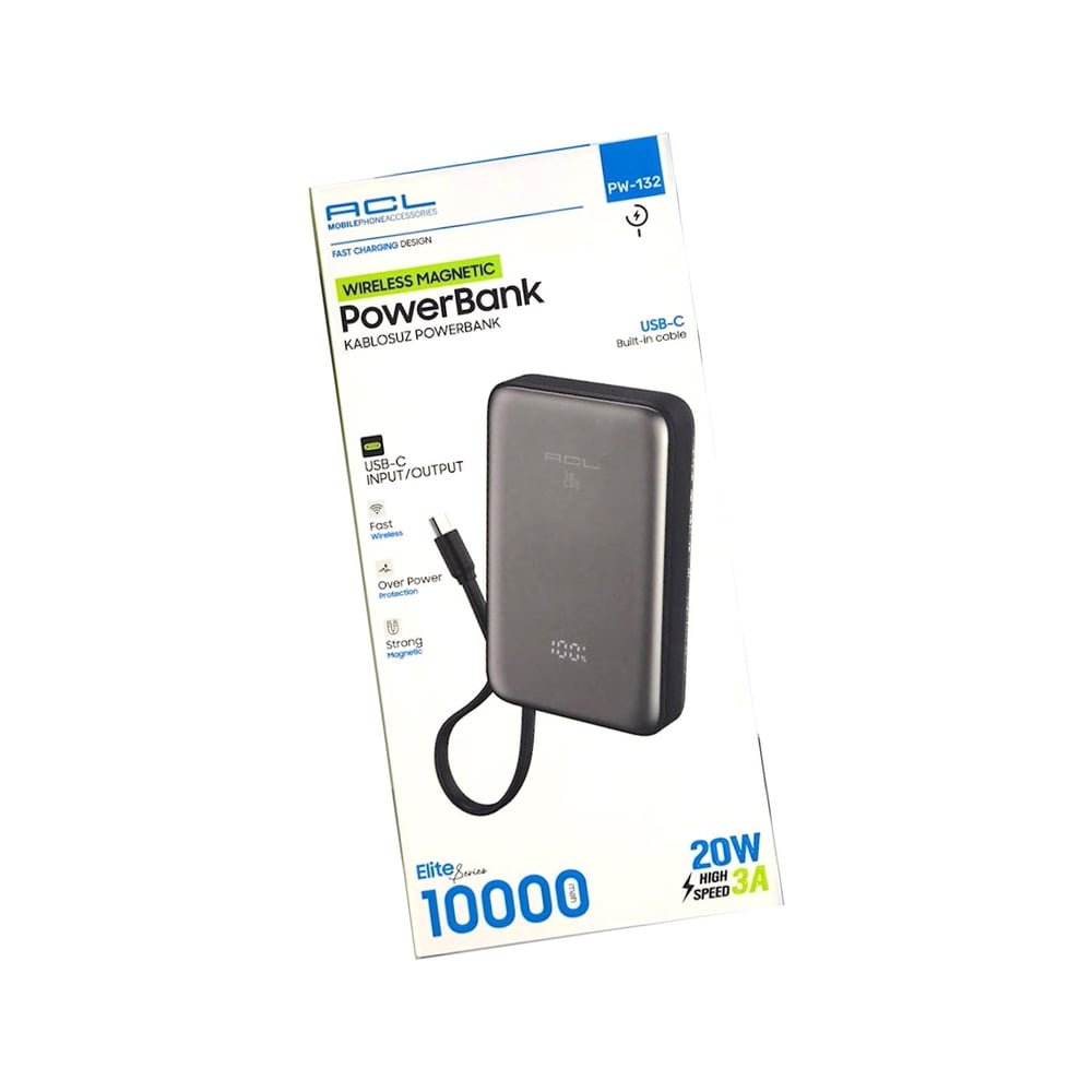 PW-132 10000 mAh 2XUsb Hızlı Şarj 20W Kablosuz Şarjlı Powerbank 
