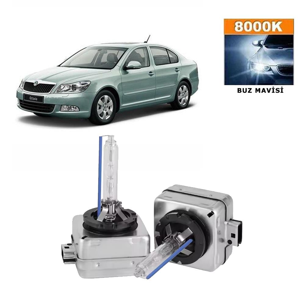 Skoda Octavia II 2004-2008 D1S / D1R 8000K Buz Mavisi HID Xenon Ampul 2 Adet