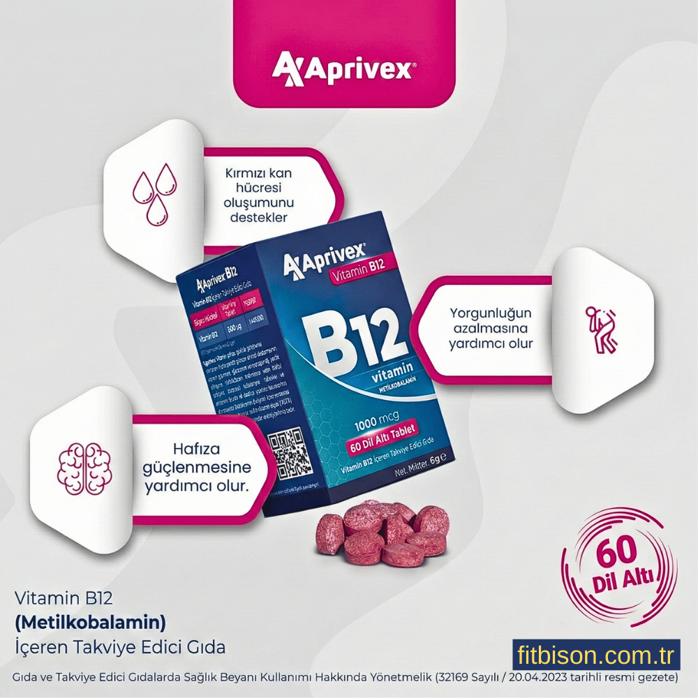 Aprivex Vitamin B12 1000 mcg 60 Dilaltı tablet 