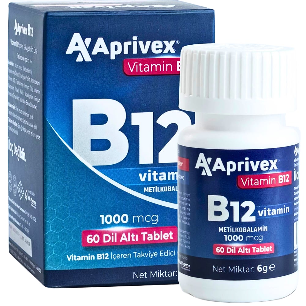 Aprivex Vitamin B12 1000 mcg 60 Dilaltı tablet 