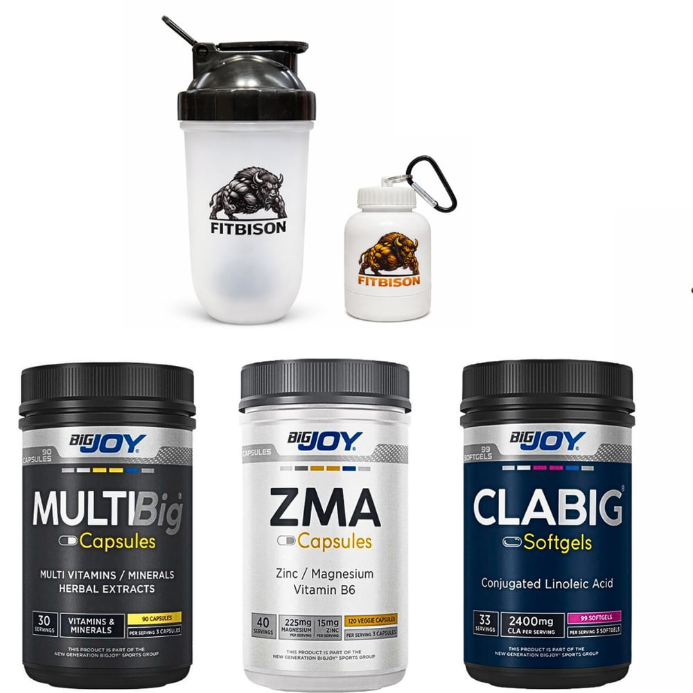 ELİT GELİŞİM SERİSİ: Tam Kapsamlı Destek Paketi - big joy multibig vitamin 90 kapsül +Bigjoy zma 120 Kapsül + Bigjoy CLA 99 Kapsül +shaker + pratik maskot