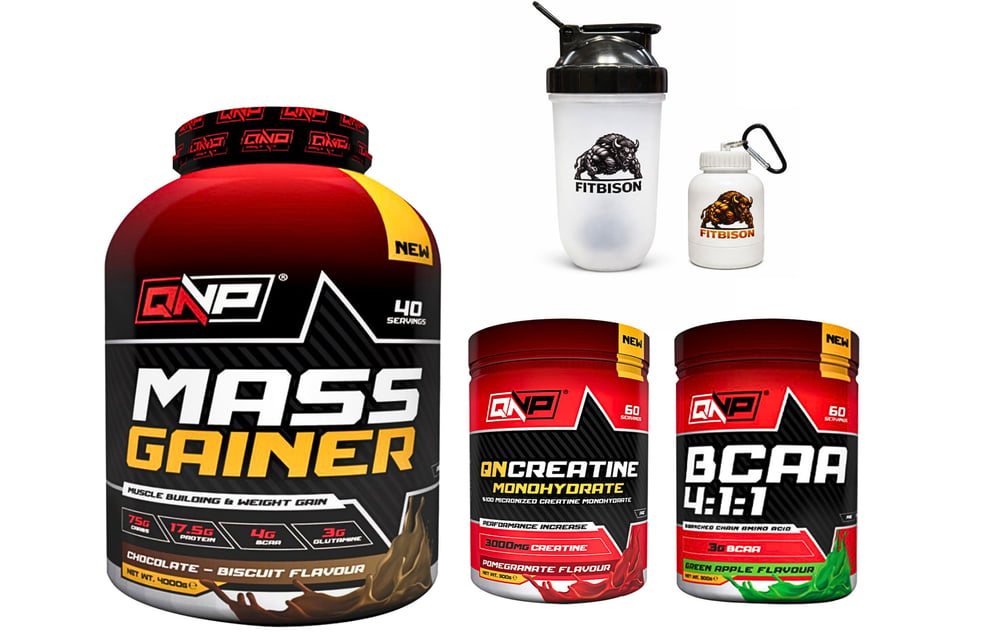 Hızlı Hacim & Güç Başlangıç Paketi + 4000Gr Masss Gaıner+300Gr Kreatin+30Gr BCAA+Shaker+Maskot Toz Kabı