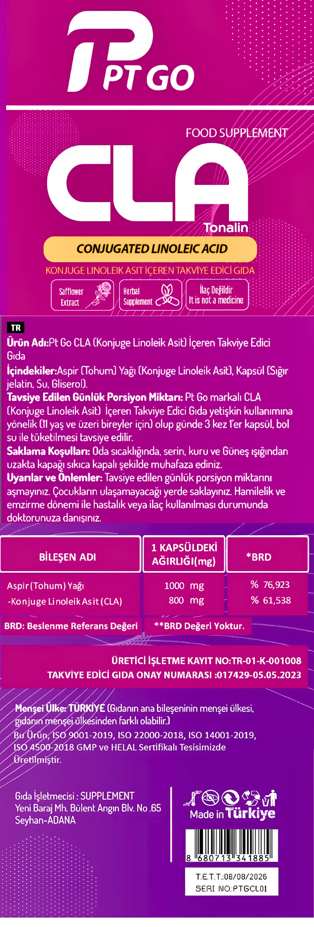 PT GO CLA 1000 mg 60 Soft Jel