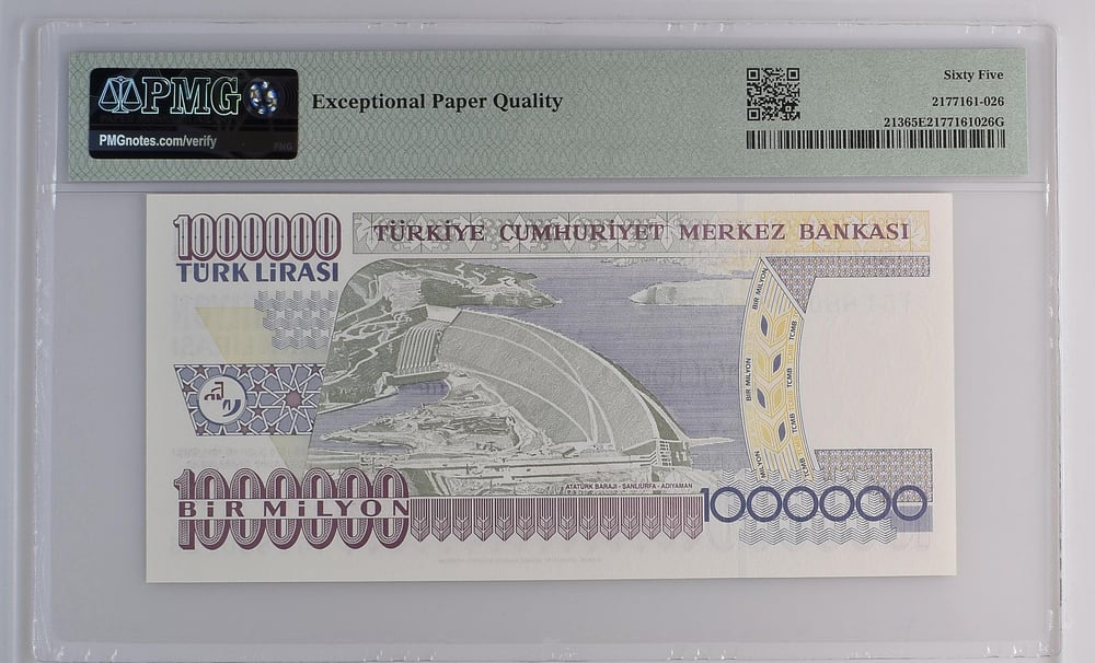 7. Emisyon 3. Tertip 1.000.000 Lira - ÇİL - T54 - PMG 65