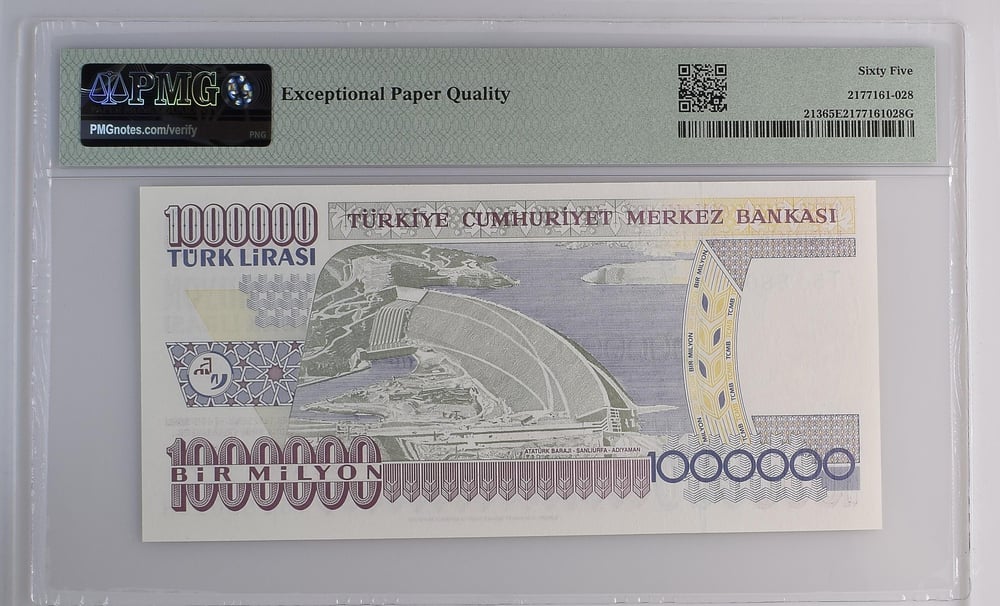 7. Emisyon 3. Tertip 1.000.000 Lira - T54 - PMG 65