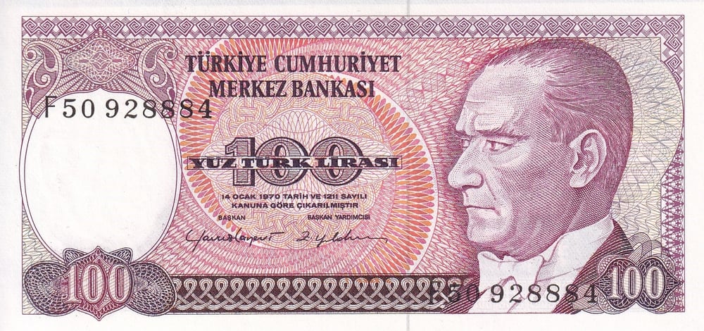 7.Emisyon 2.Tertip 100 Lira - F50 - ÇİL