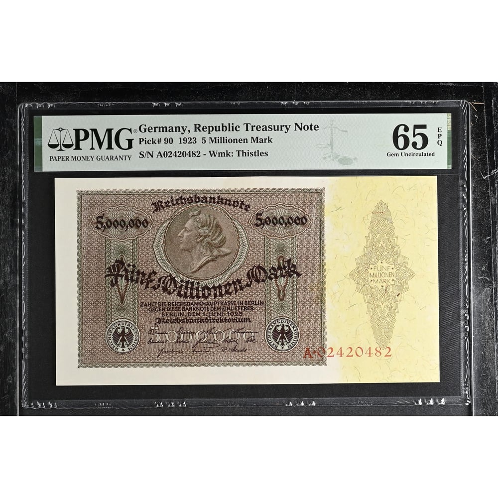 Almanya 5 Milyon Mark - 1923 - ÇİL - PMG EPQ 65