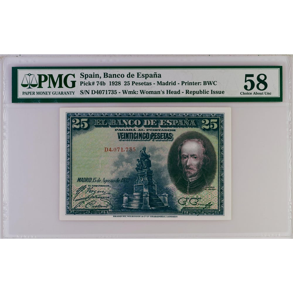 İspanya 25 Peseta - 1928 - Çil Altı - PMG 58
