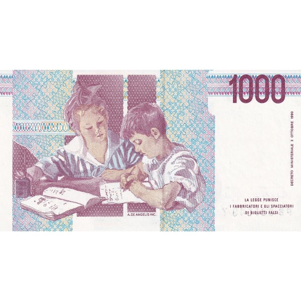 İtalya 1000 Liret - 1990 - ÇİL ( Maria Montessori )