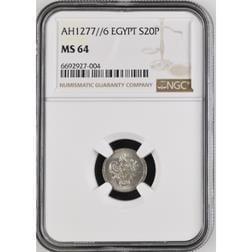 Sultan Abdülaziz 1277/6 Mısır 20 Para - ÇİL - NGC MS64
