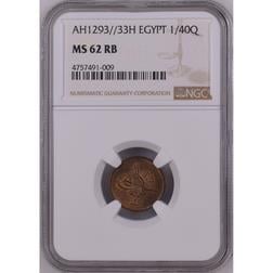 Sultan II. Abdülhamid 1293/33 Mısır 1/40 Kuruş - ÇİL - NGC MS62 RB