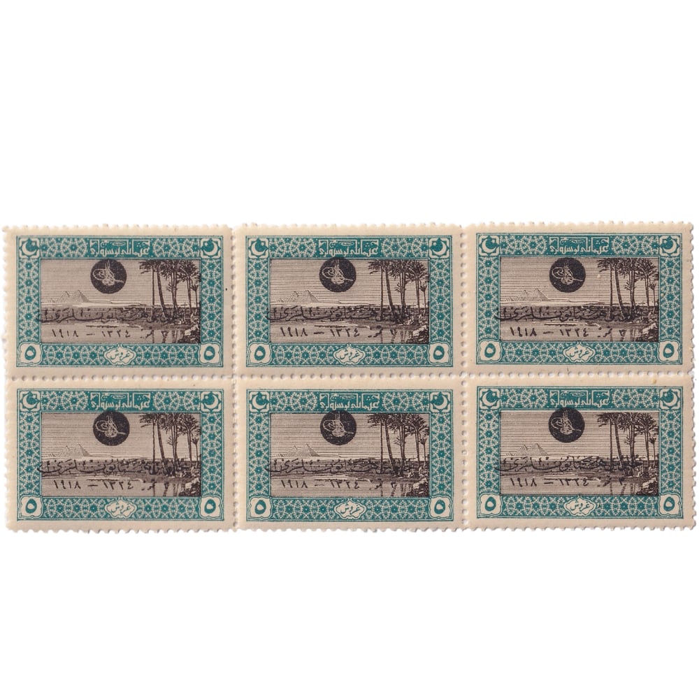 Sultan Vahdettinin Cülusu Sürşarjlı Hatıra Pulları - 1919 - 5 Kuruş - 6lı Per