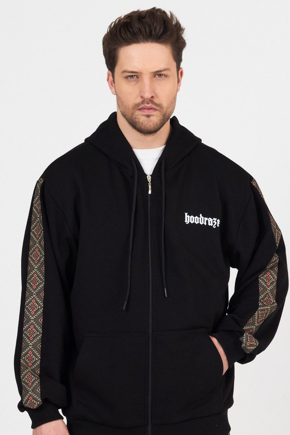 Erkek Etnik Garnili Kapüşonlu Sweat