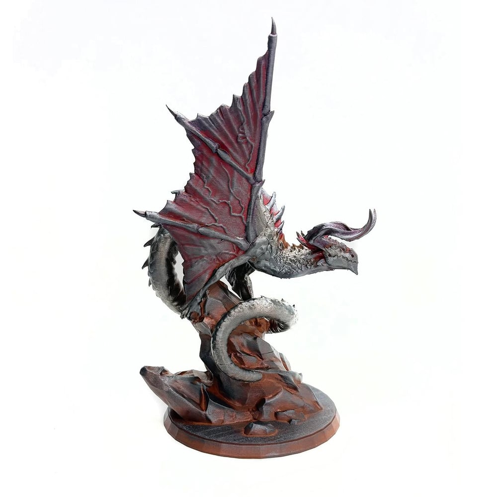 Kanatlı Ejderha Figürü 3D PLA Baskı, %100 El Boyaması