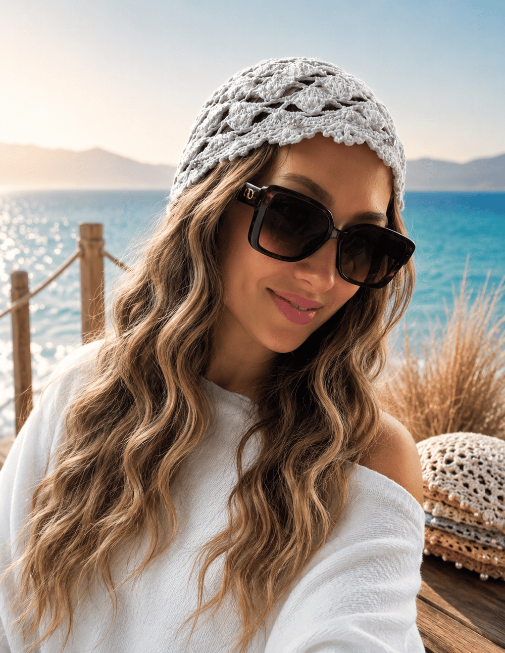 Beyaz Taşlı Bandana