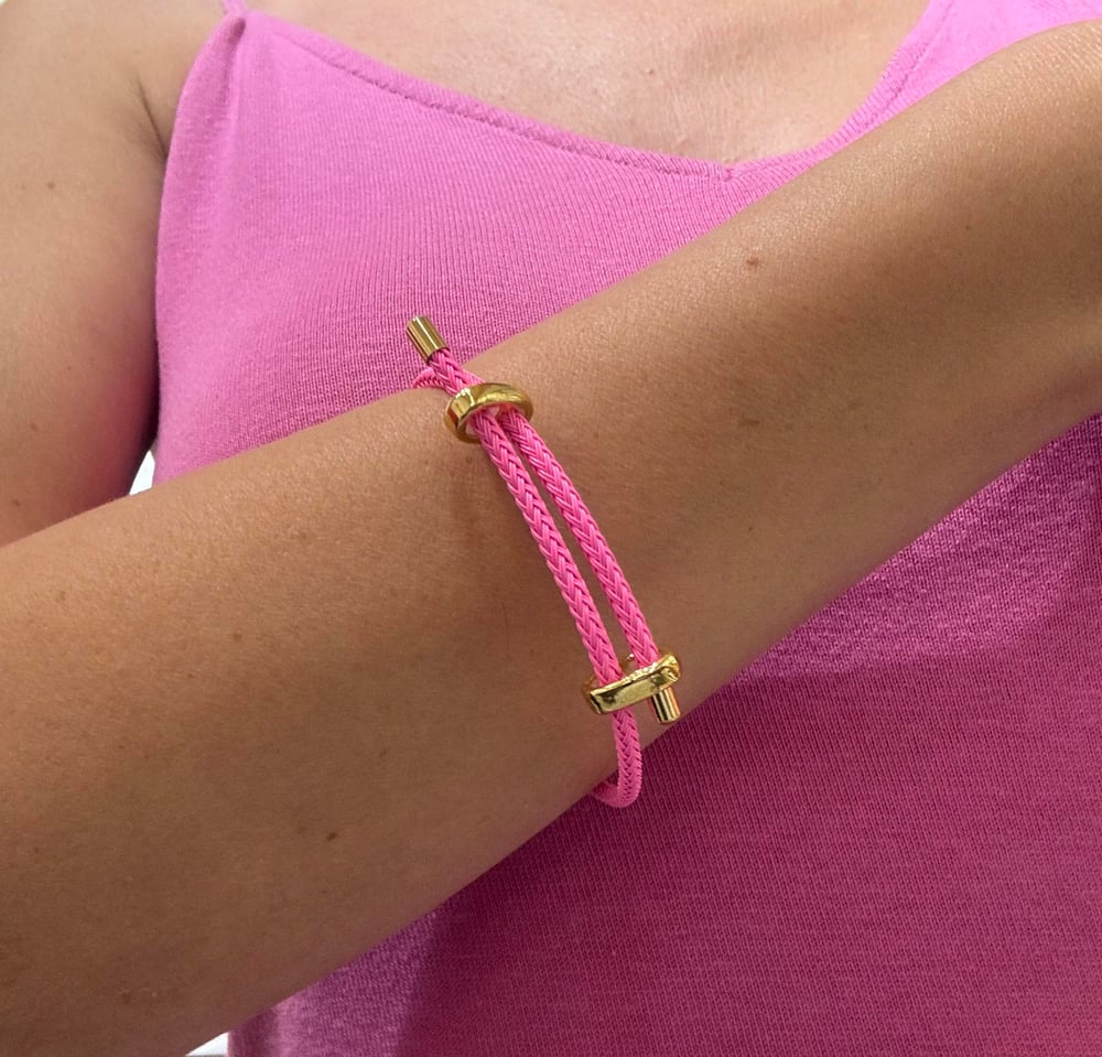 Pembe Örme Ayarlanabilir İp Bileklik