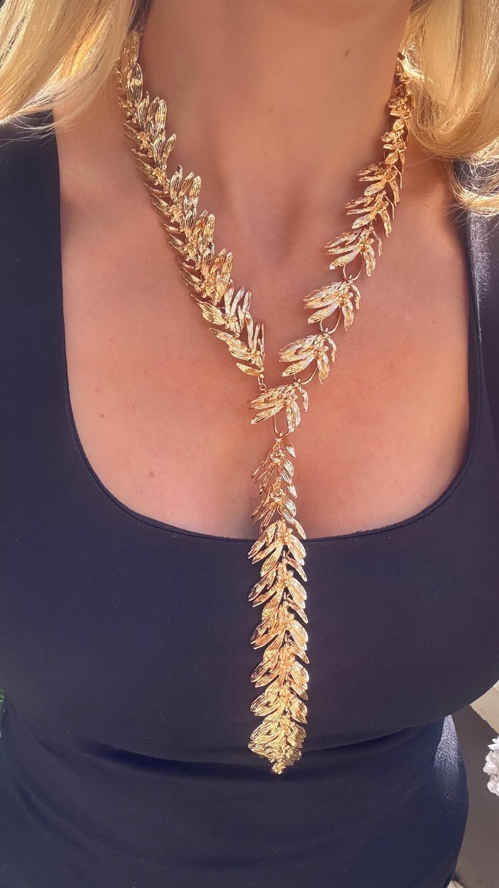 Premium Marka Gold Yaprak Kolye