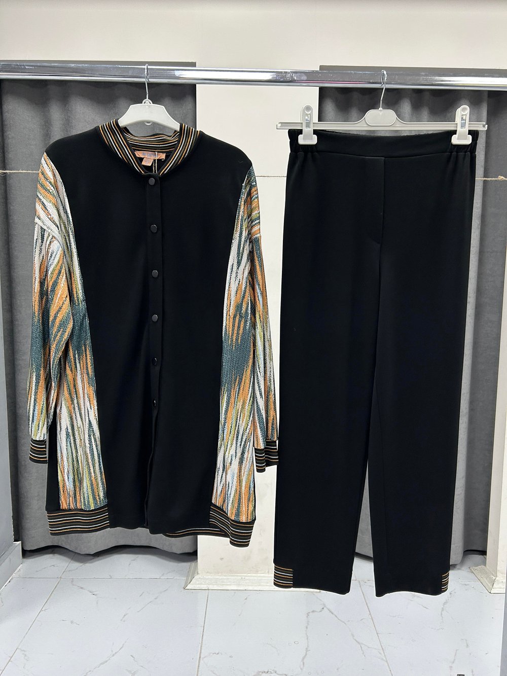 2462-CP-25K BLUEVA MODAL & PULPAYET CEKET PANTOLON TAKIM - SİYAH