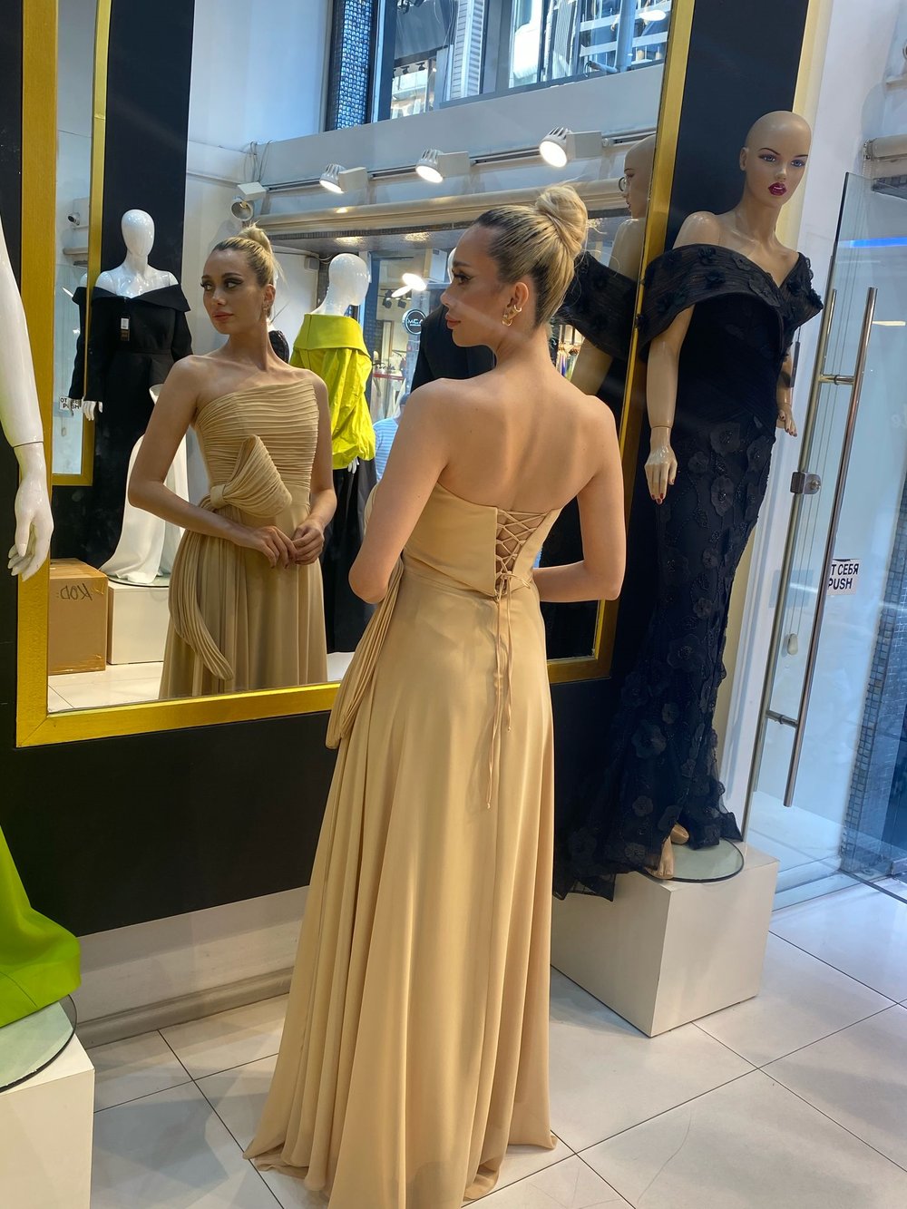 HELİN Vizon Tek Omuz Drape Detaylı Şifon Uzun Gece Elbisesi