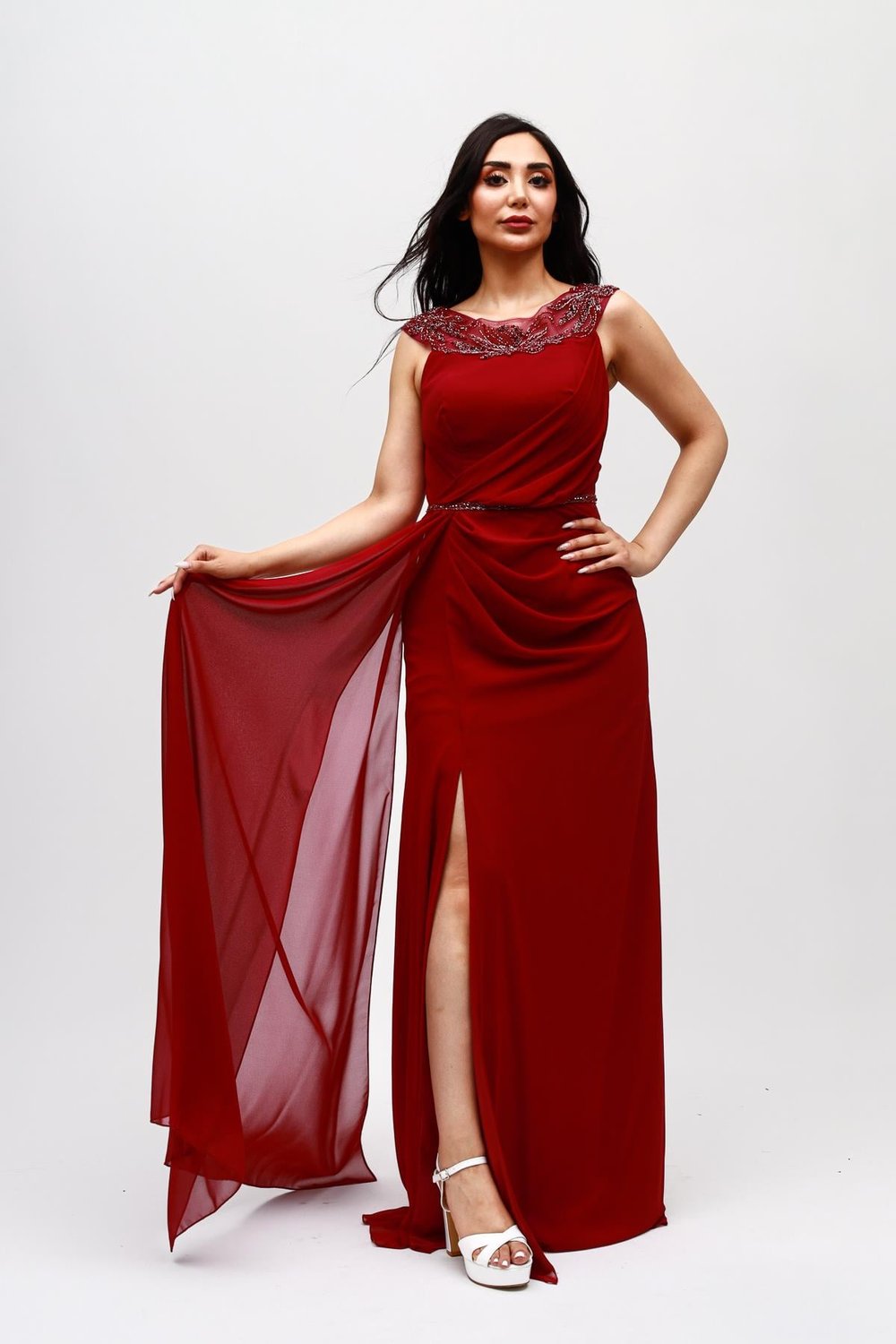 Helin Yakası Taş İşlemeli Abiye