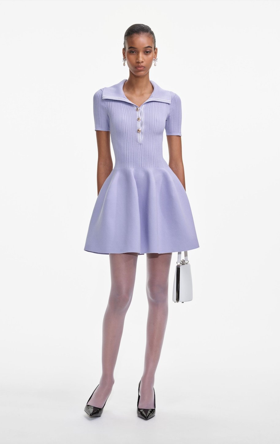 Lila Triko Mini Elbise