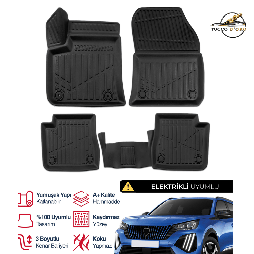 Peugeot 2008 Elektrikli 3D Plus Havuzlu Paspas 2022+