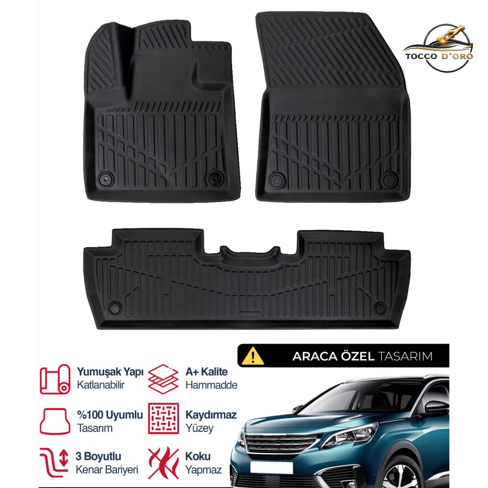 Peugeot 5008 3D Pro Havuzlu Paspas 2017+