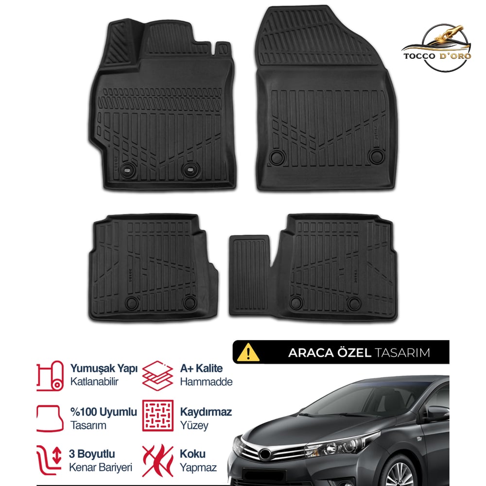 Toyota Corolla Sedan 3D Plus Havuzlu Paspas 2013-2018