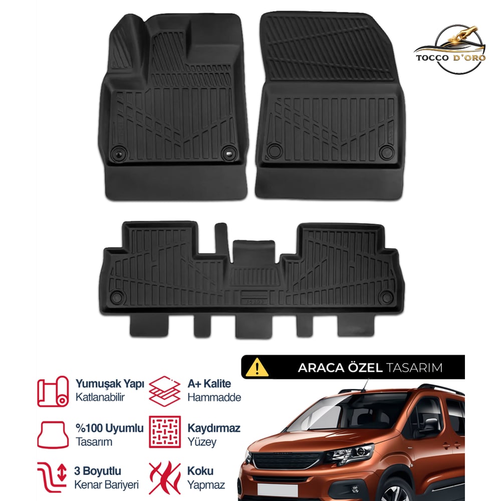 Peugeot Rifter 3D Plus Havuzlu Paspas 2019+