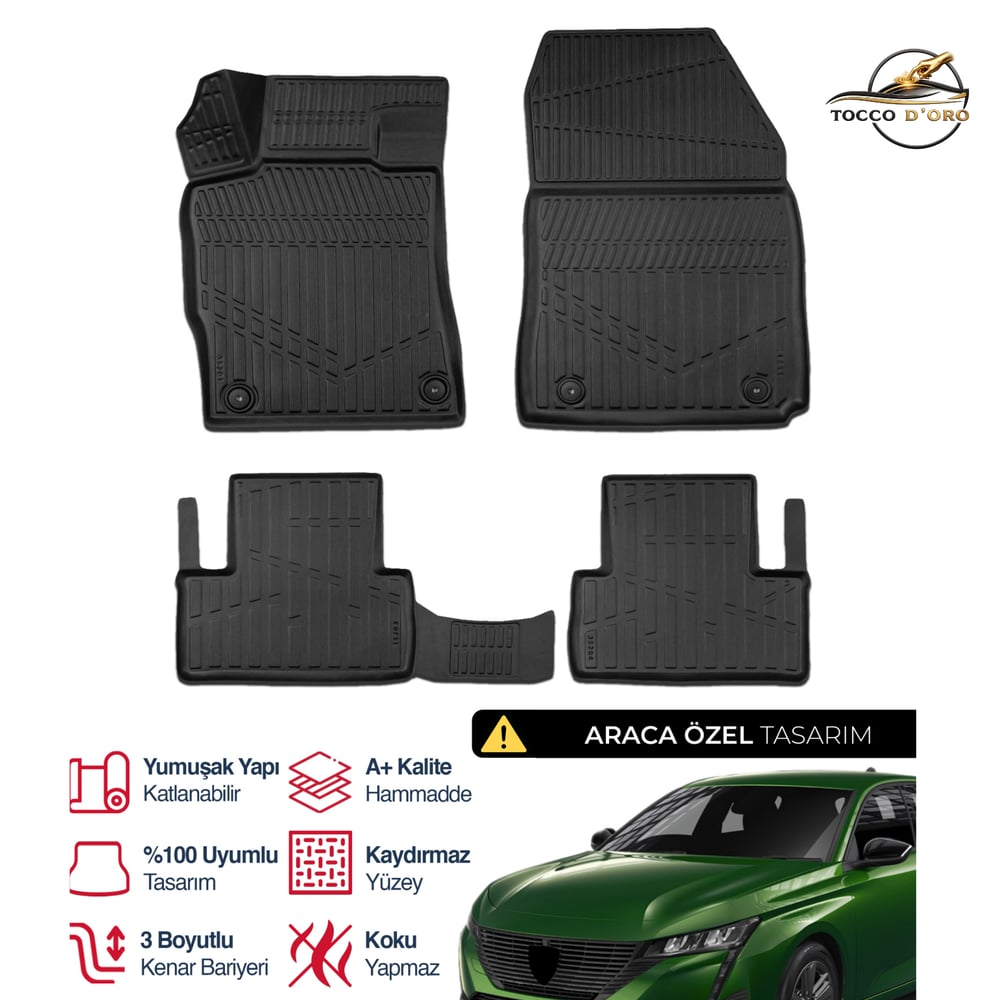 Peugeot 308 3D Plus Havuzlu Paspas 2021+