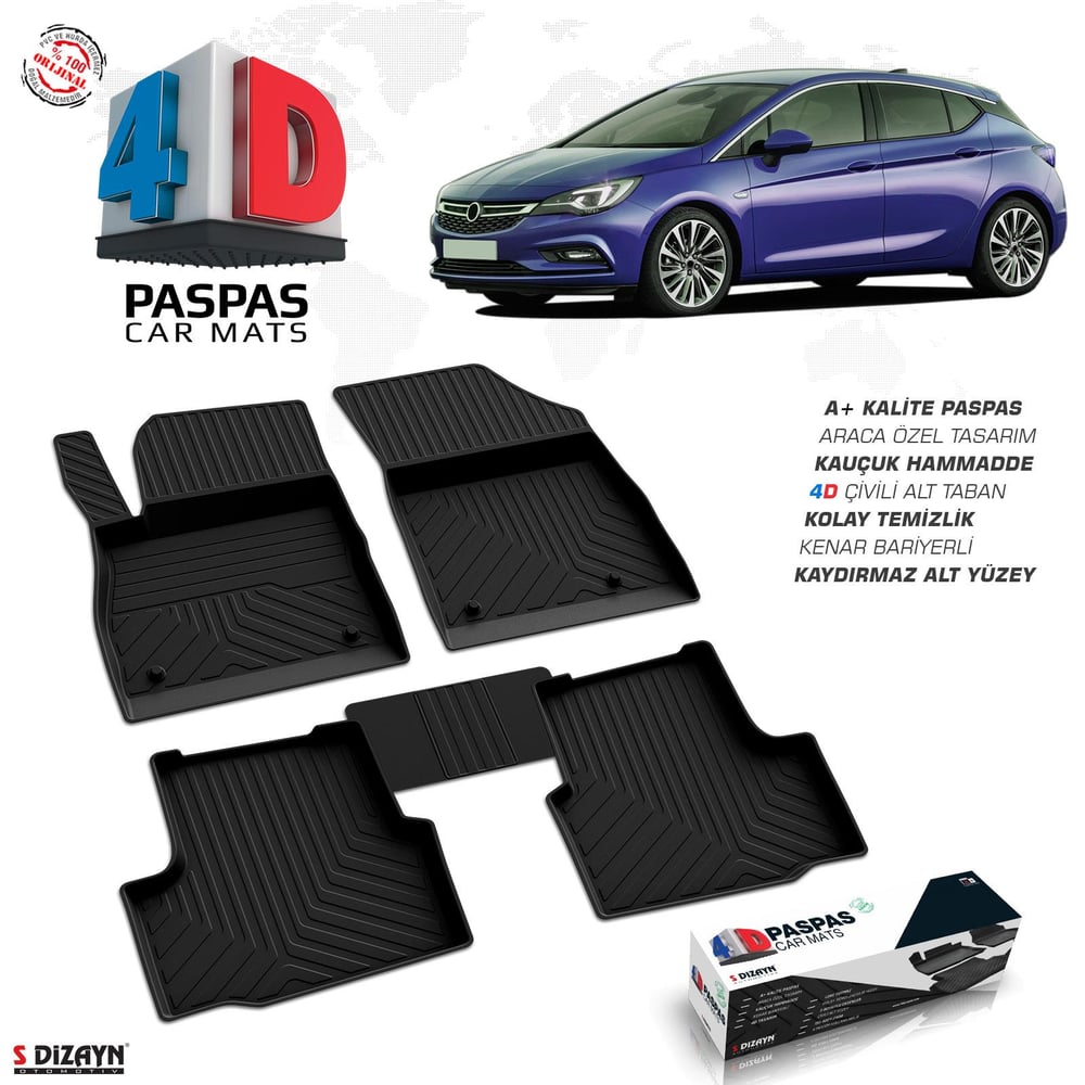 Opel Astra K Kauçuk 4D Havuzlu Paspas 2015-202