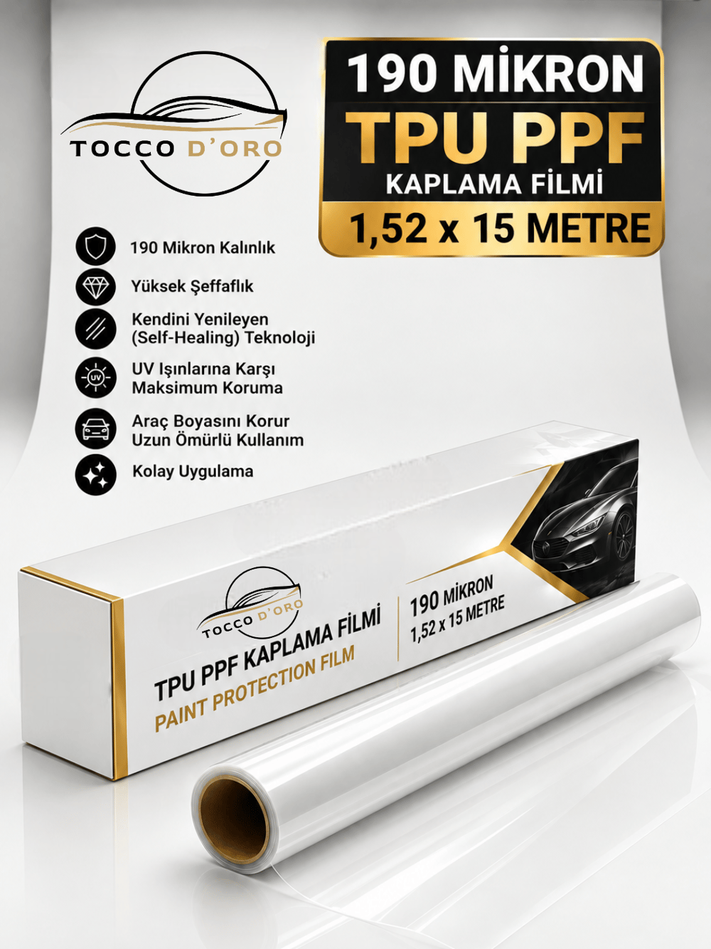 Tocco Doro 190 Mikron TPU PPF Kaplama Filmi 1,52 x 15 Metre