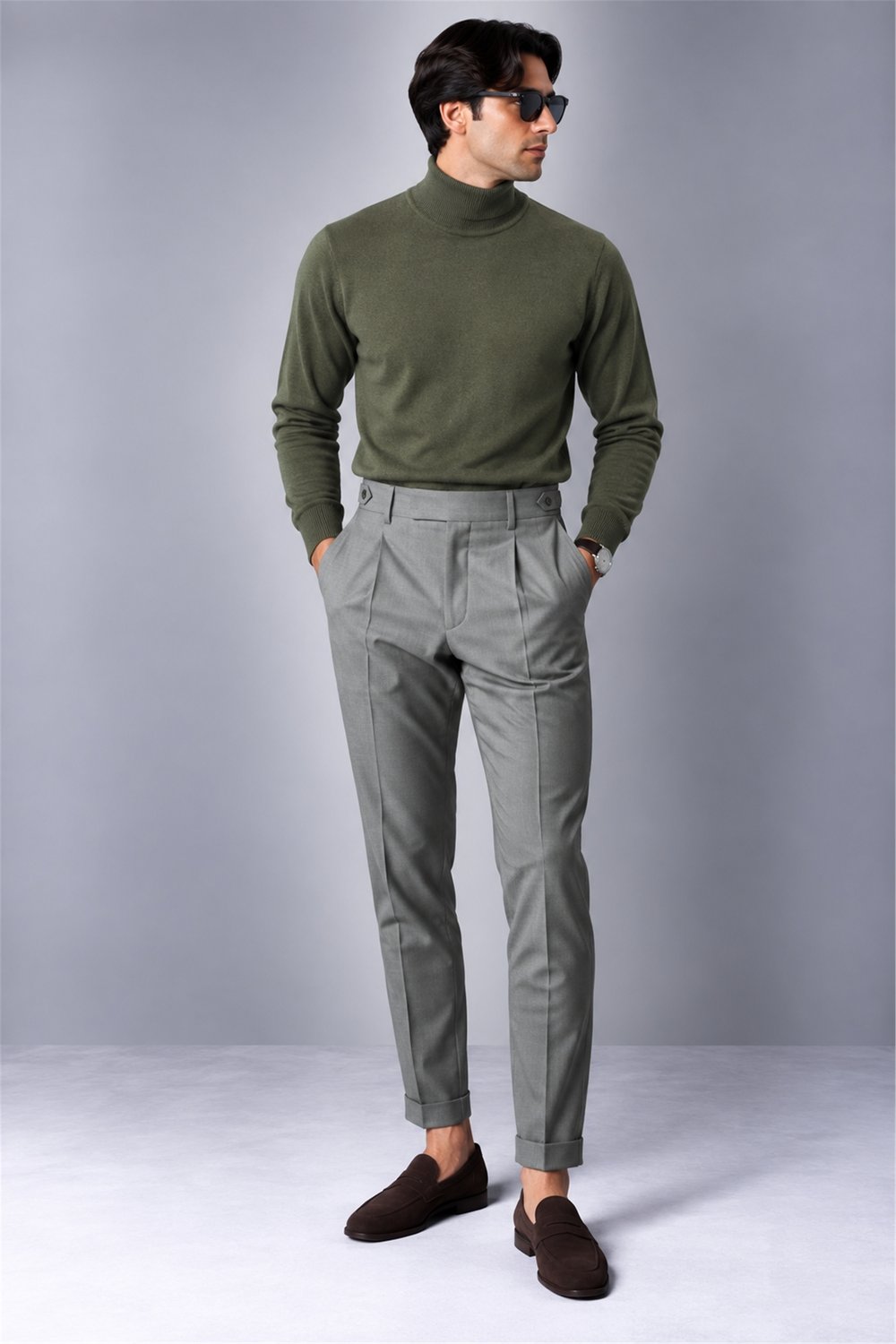 Cotton Cashmere High Neck Knit