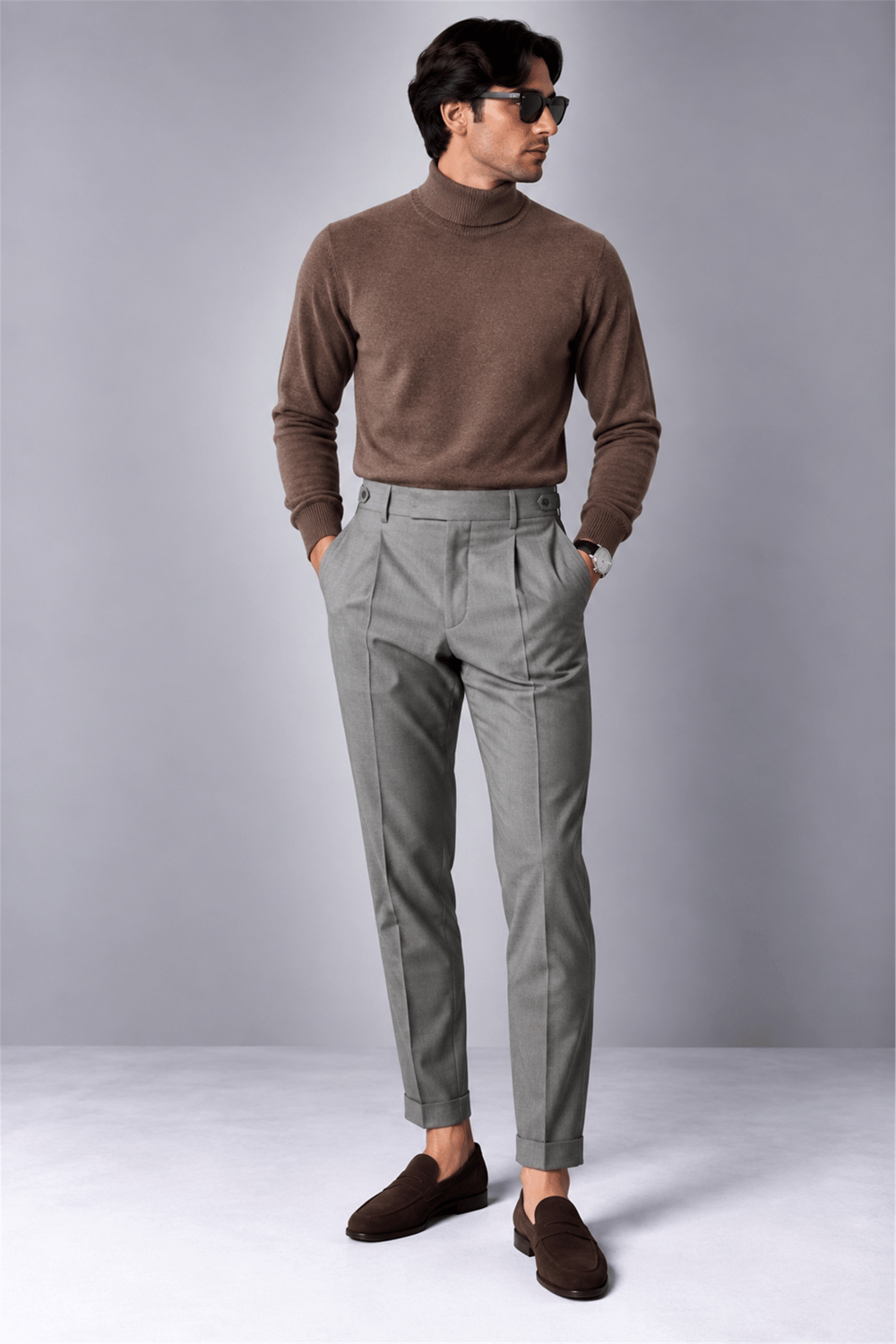 Cotton Cashmere High Neck Knit
