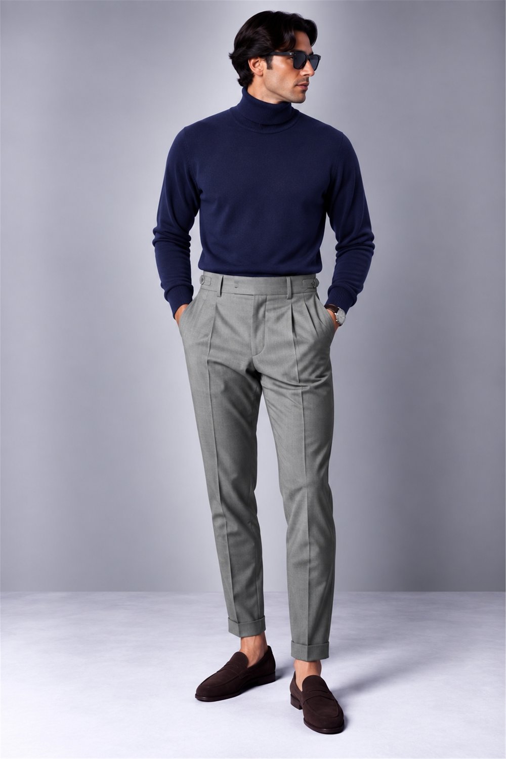 Cotton Cashmere High Neck Knit