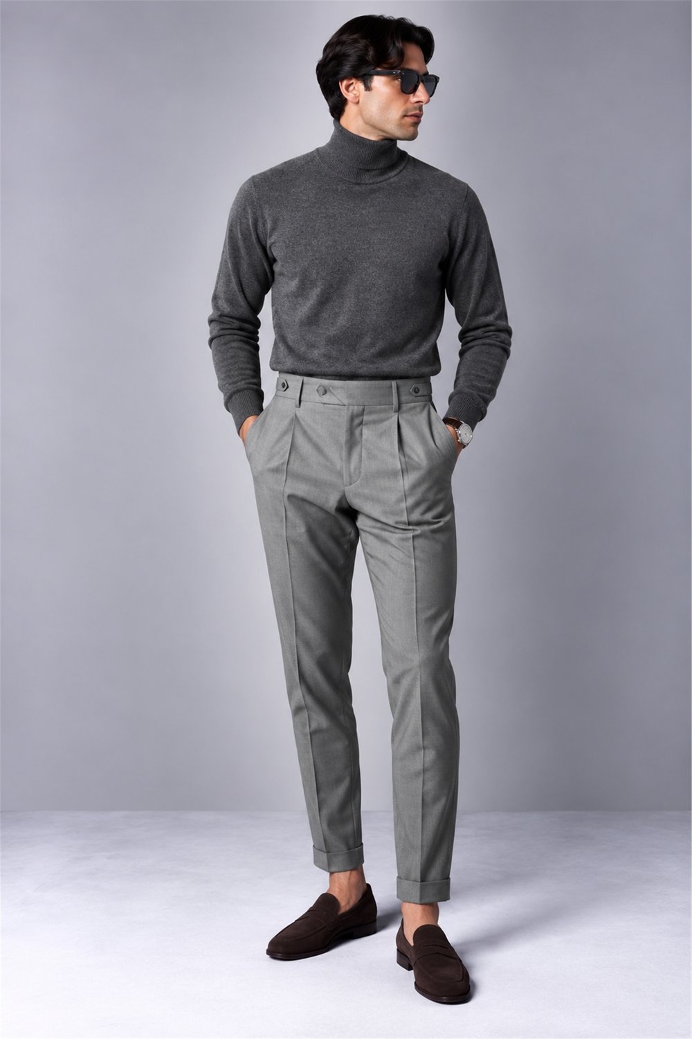 Cotton Cashmere High Neck Knit