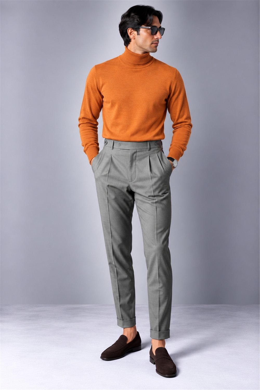 Cotton Cashmere High Neck Knit