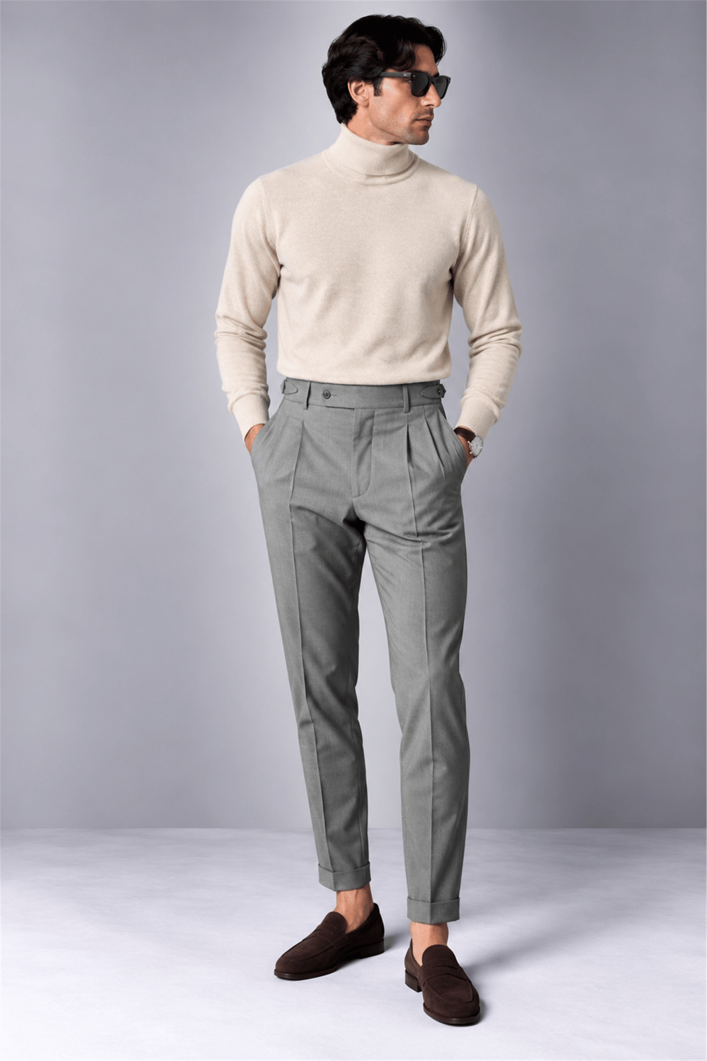 Cotton Cashmere High Neck Knit