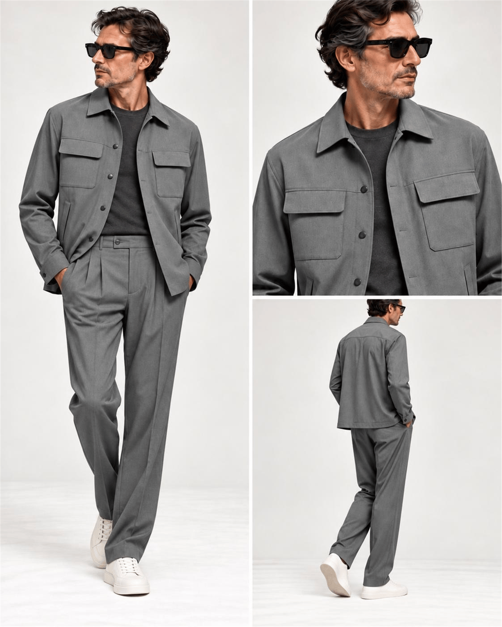 FK Modern Wool Smart Casual Suit — Medium Grey