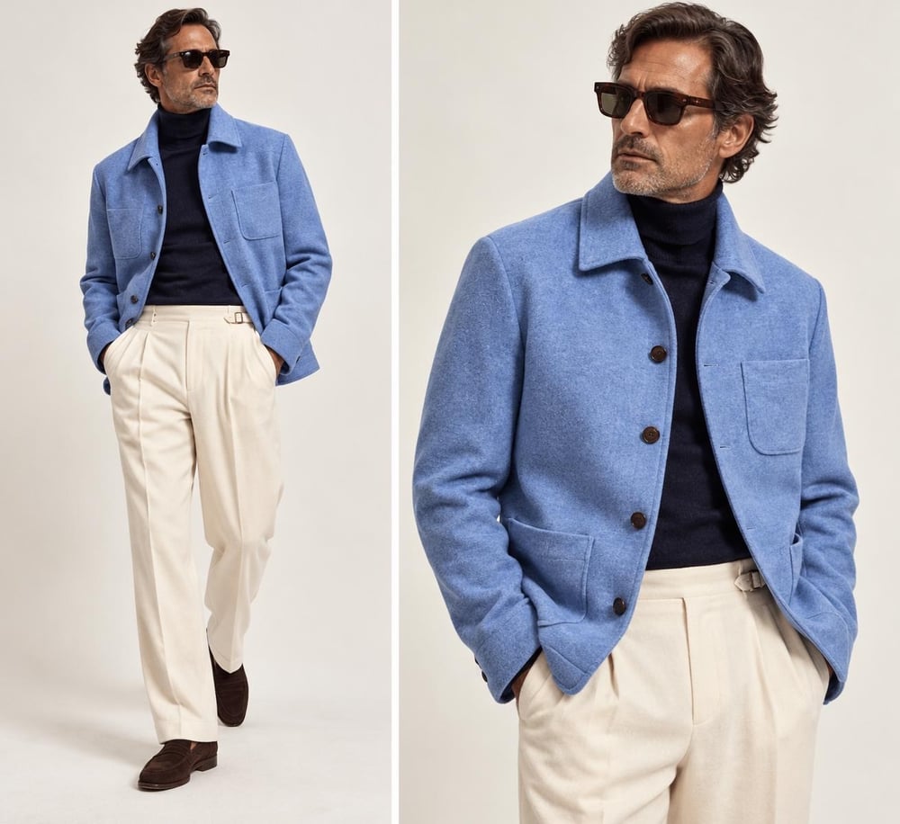 FK Pure Wool City Jacket — Sky Blue