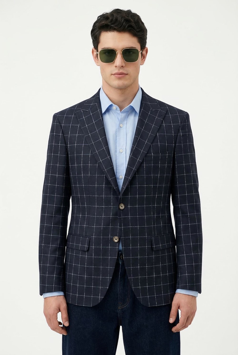 Karakaşlı Gri Kareli Blazer