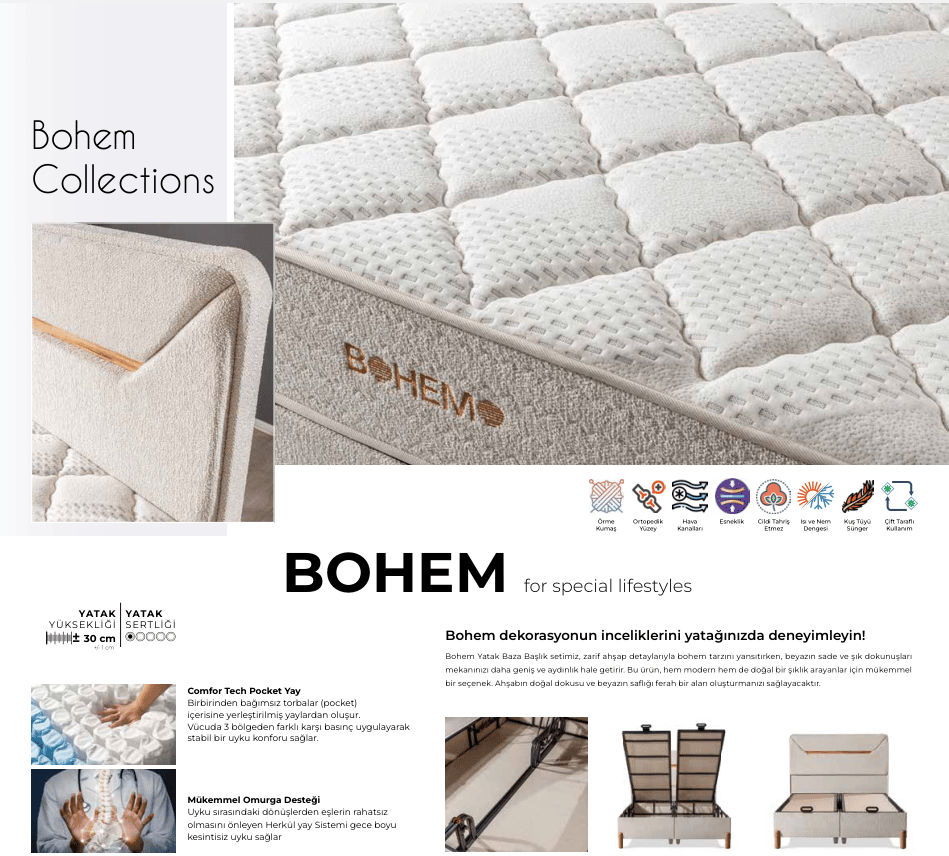 Dizayns Bohemo 150*200 Yatak Seti