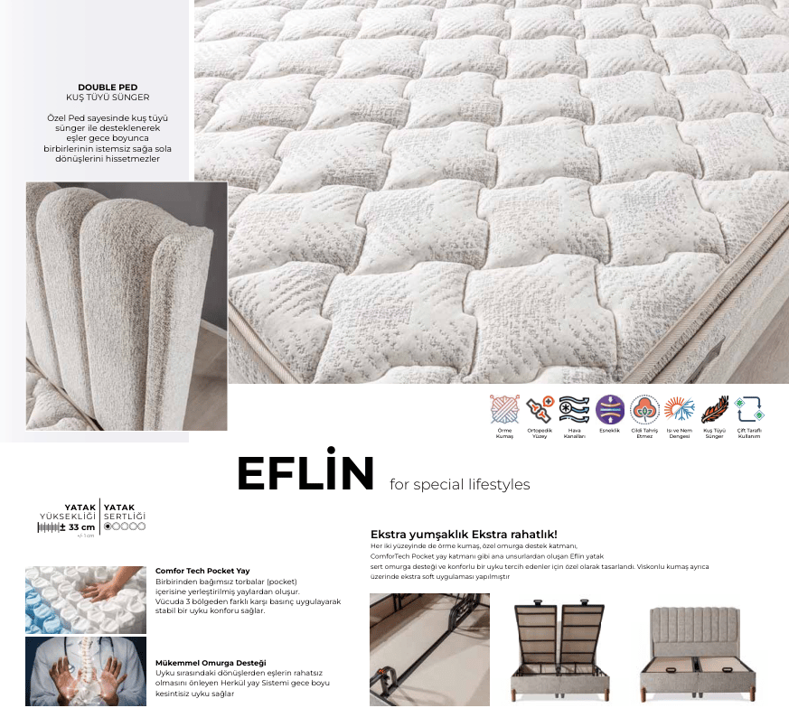 Dizayns Eflin 150*200 Yatak Seti