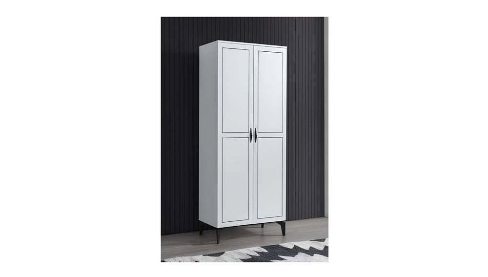 Evart E882 Çizgi 2 Kapaklı Dolap Mat Beyaz