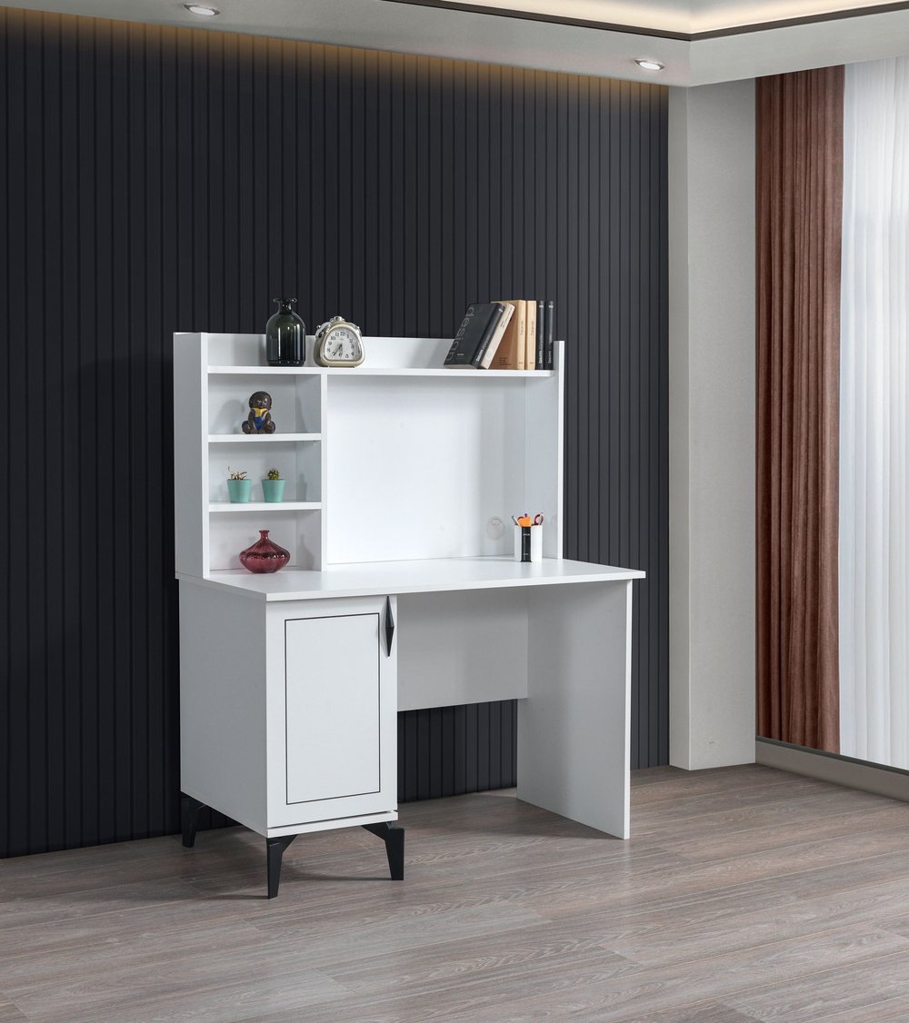 Evart E885 Çizgi Çalışma Masası Mat Beyaz