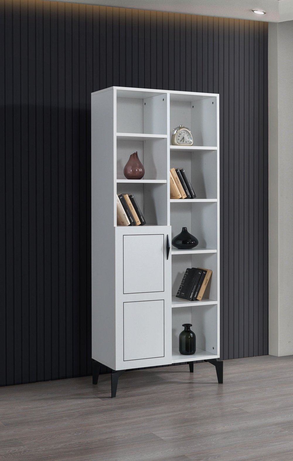 Evart E886 Çizgi Kitaplık Mat Beyaz