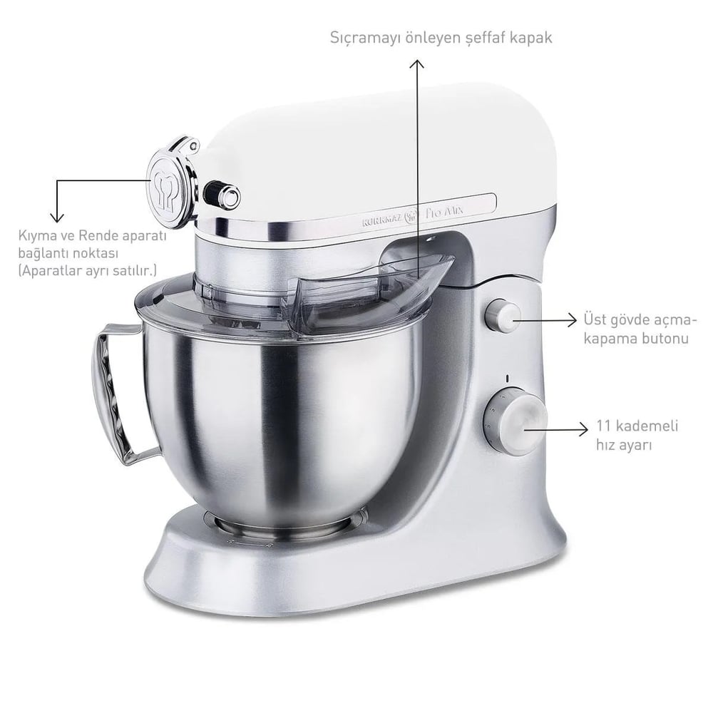 Korkmaz A470-04 Pro Mix Stand Mikser 1600W Vanilya/Satin