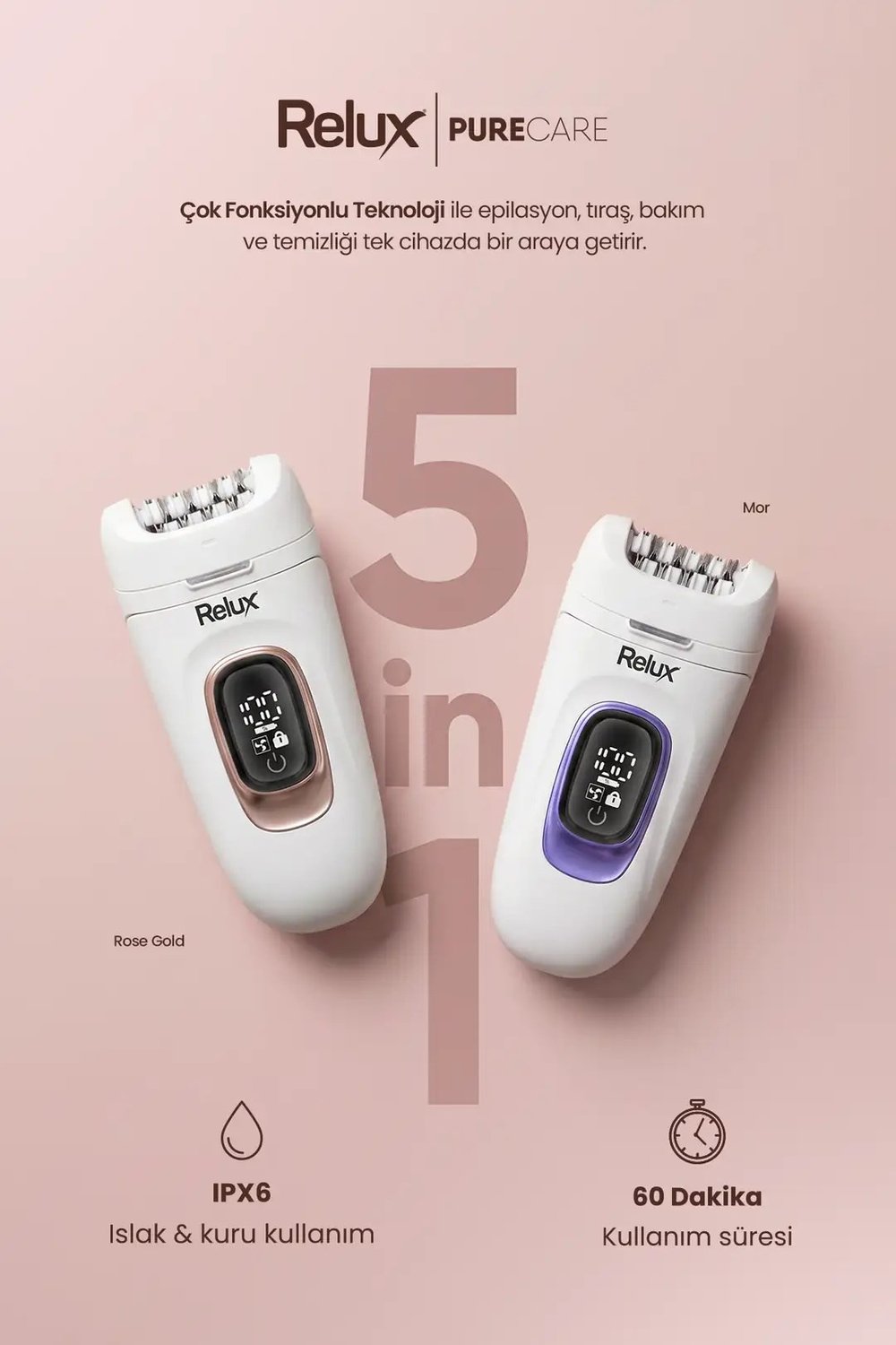 Relux REP9548G 5İN1 Epilatör Islak/Kuru