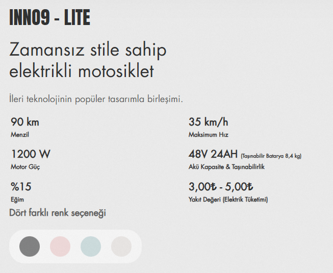 Roadpecker Inno 9 Lıte Renkli Elektrikli Motor